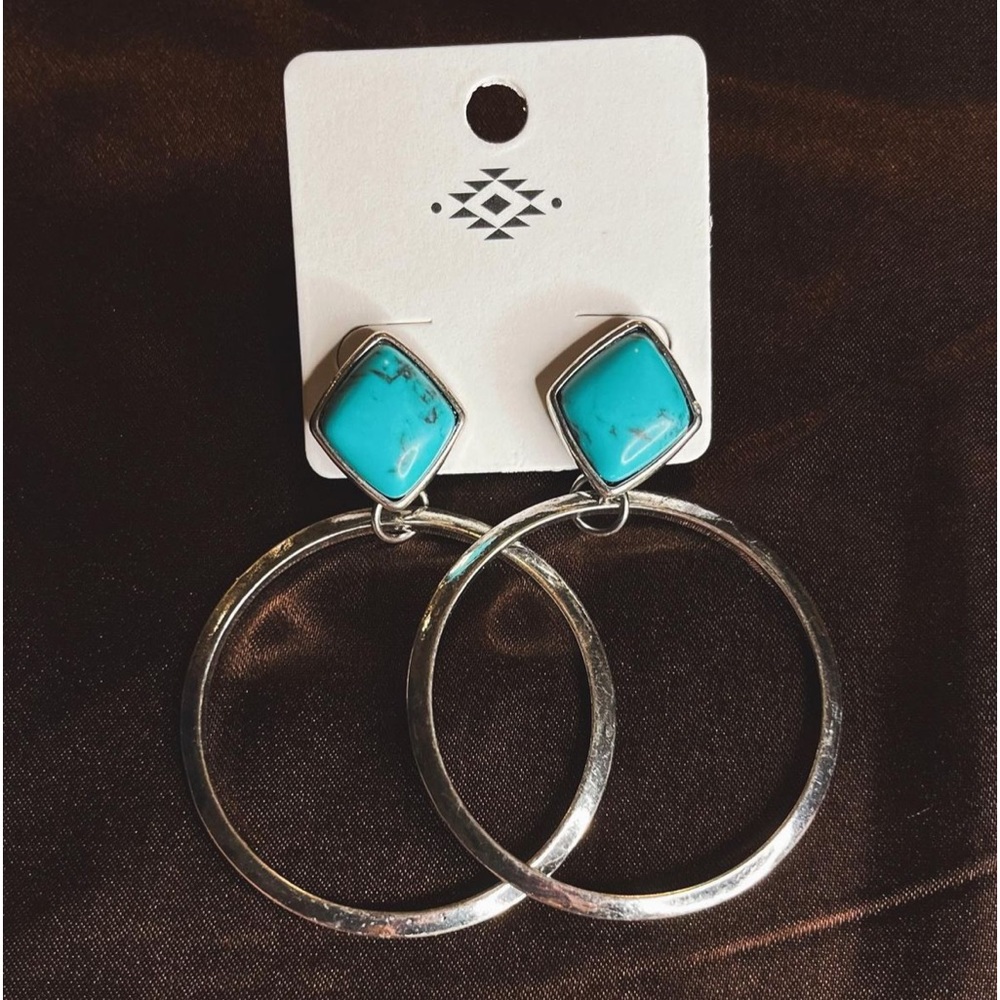 Turquoise and silver dangly earrings